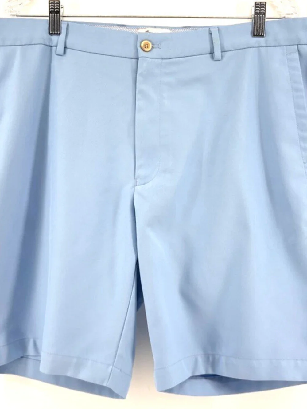 Peter Millar Men's Shorts Flat Front/Button Light Blue Size 38